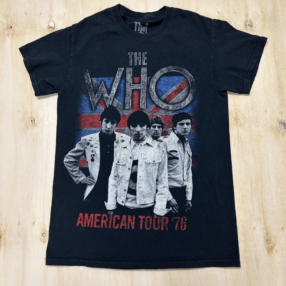 The Who Shirt Mens Small Black American Tour '76 Band Tee T-Shirt Rock Music